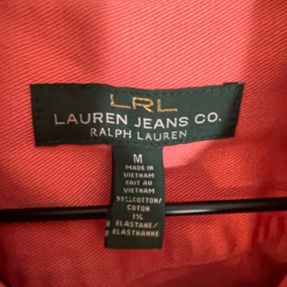 Lauren Ralph Lauren Jean Jacket Salmon Pink Denim Women’s Size Medium - Picture 2 of 10